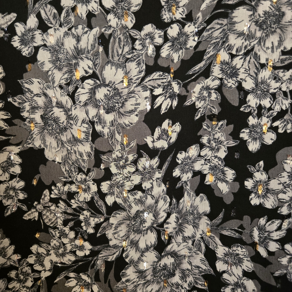 WHBM Black and Gray Floral Blouse - Picture 6 of 6